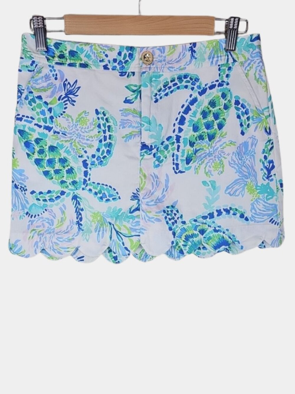 Lilly Pulitzer Colette Skort Sz 2 Sea Turtle Print Scalloped Preppy Coastal Chic